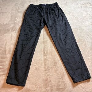 Orwell Vintage Claudia-Stic Black Swirl Textured Cotton Trousers Women’s Pants